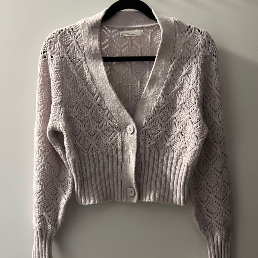 Women's Lace Lilac Knit Cardigan Sweater